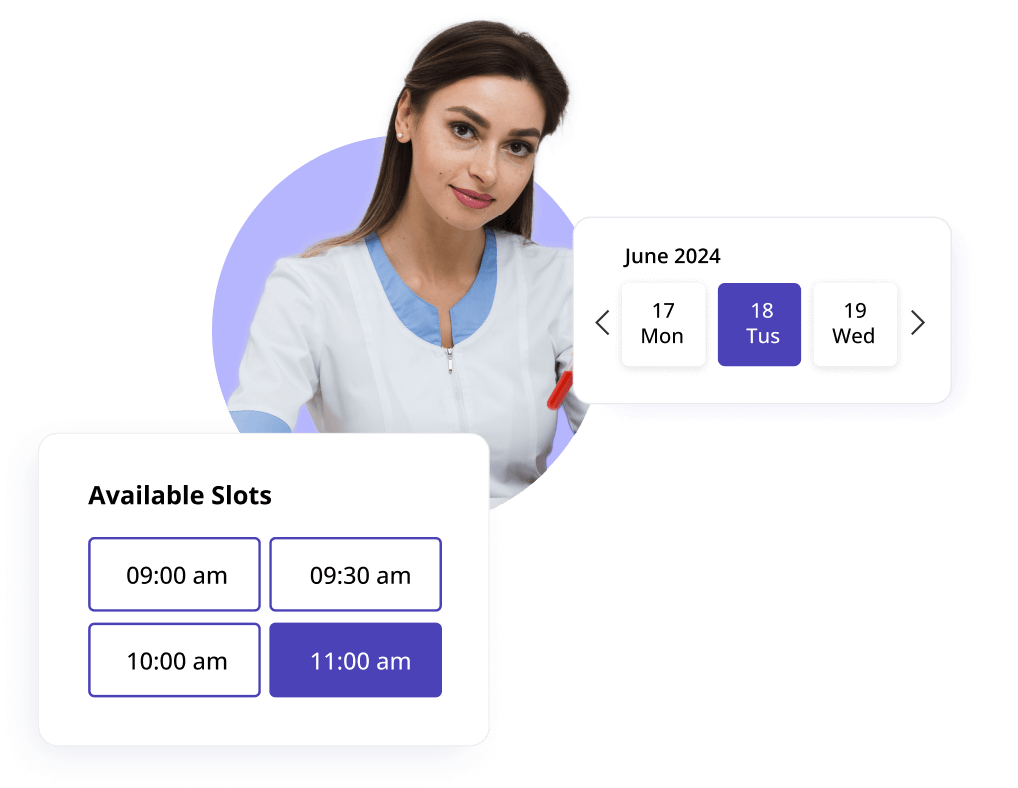 A Girl setting a time slot of a clinic Management Software.png