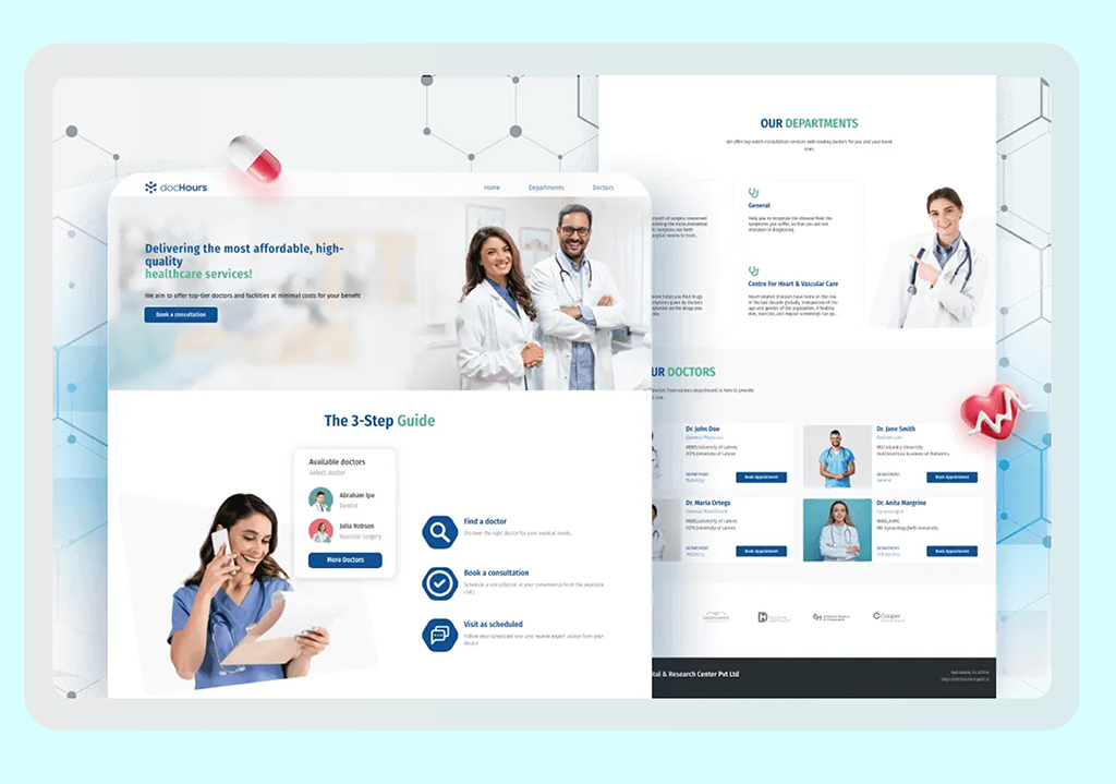 Dochours offers fully functional Website for clinic