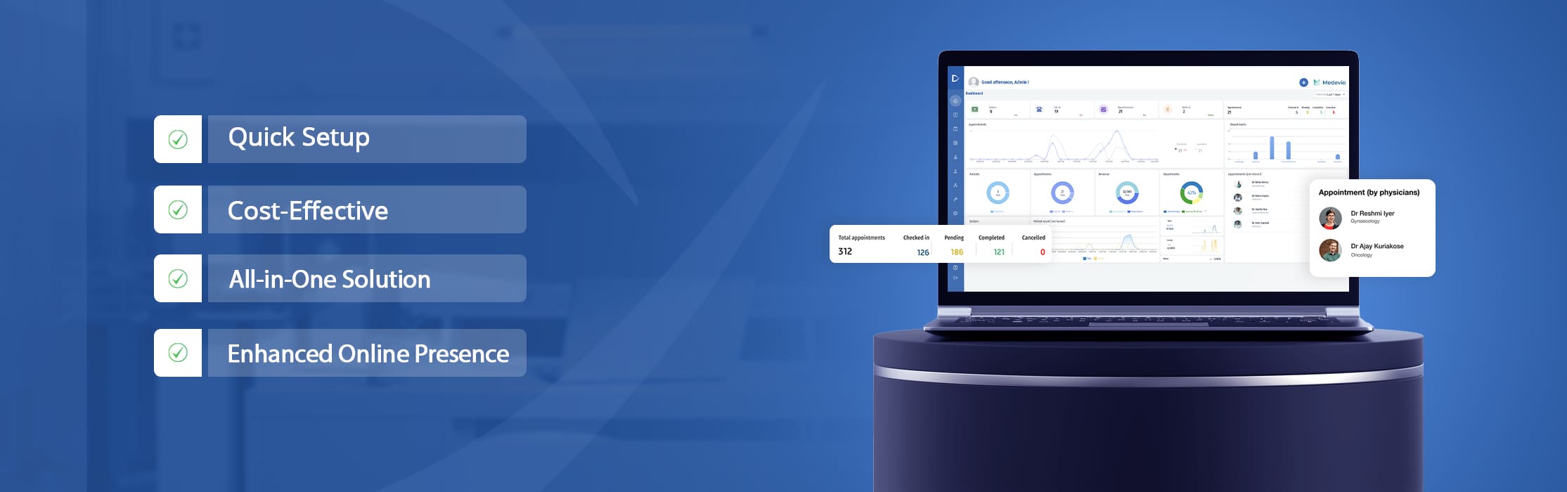 User-friendly clinic management software dashboard in India - Dochours